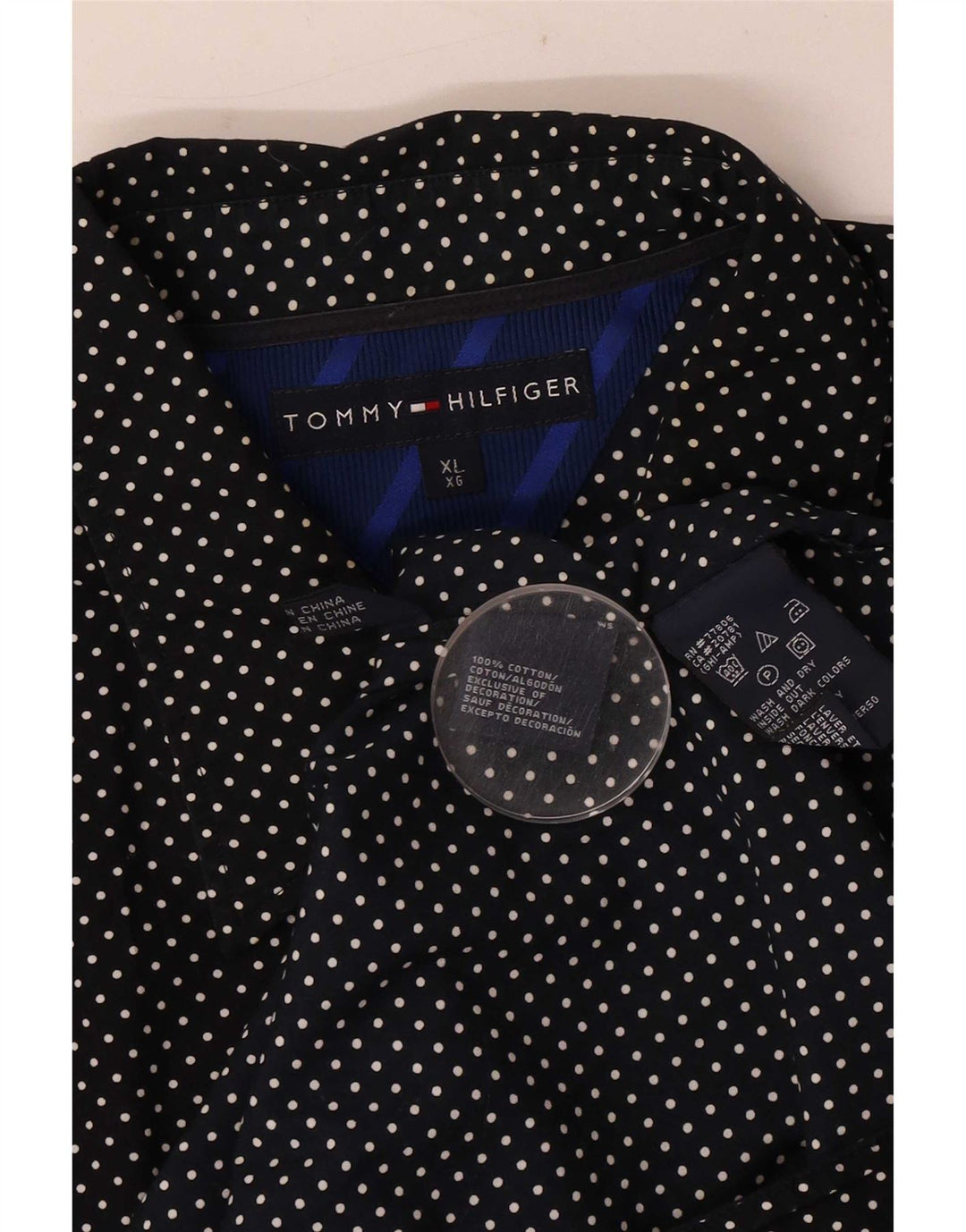 Camicia da uomo Tommy Hilfiger XL in cotone maculato blu navy