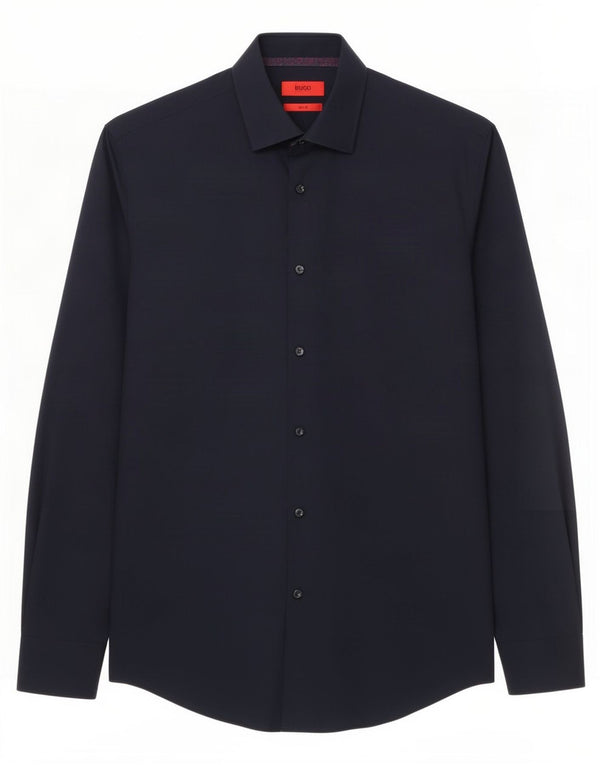 Camicia slim fit da uomo Hugo Boss taglia 39 15 1/2 cotone medio blu navy