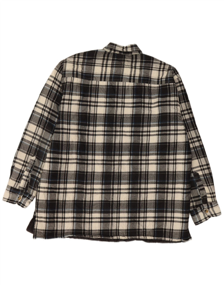 Camicia da uomo identica in flanella da boscaiolo taglia 41/42 grande cotone a quadri neri