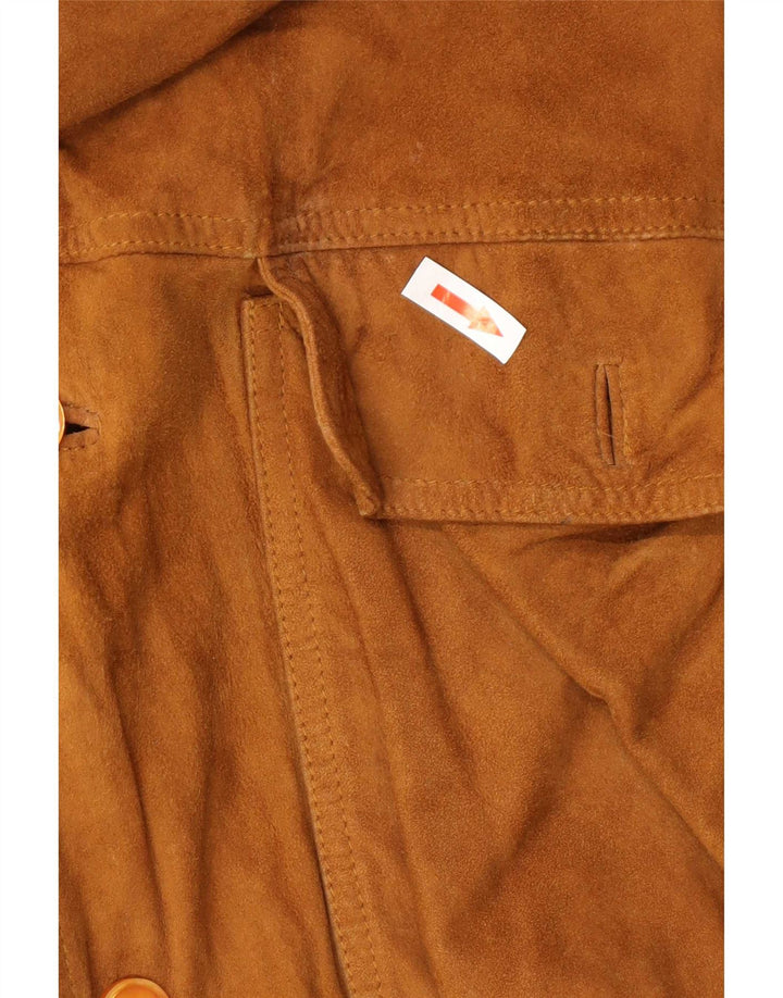 Giubbotto bomber vintage in pelle scamosciata da uomo IT 50 grande in pelle marrone