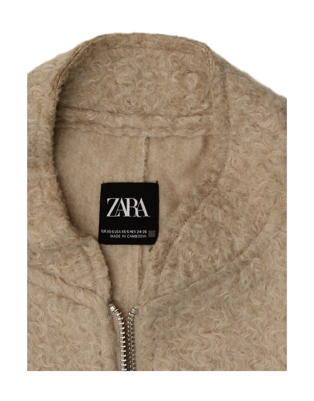 Giubbotto bomber oversize da donna Zara UK 6 XS Poliestere beige