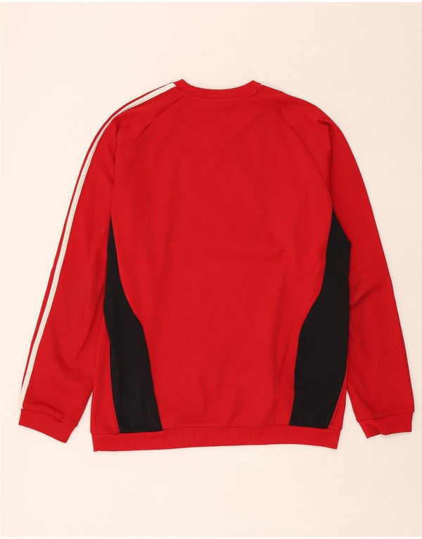 Felpa da uomo Adidas maglione UK 38/40 poliestere color block rosso medio