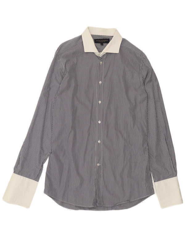 Camicia da uomo Gieves & Hawkes taglia 17 43 XL cotone gessato blu navy