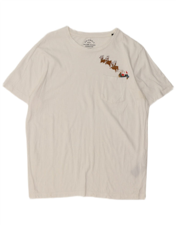 T-shirt grafica da uomo Jack & Jones Top in cotone bianco medio