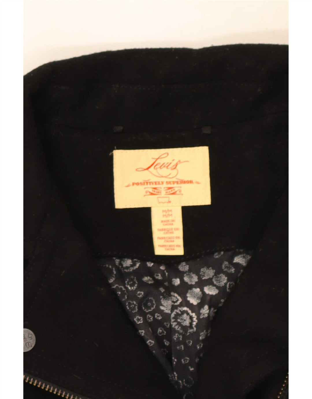 Giacca da motociclista da donna Levi's UK 14 lana nera media