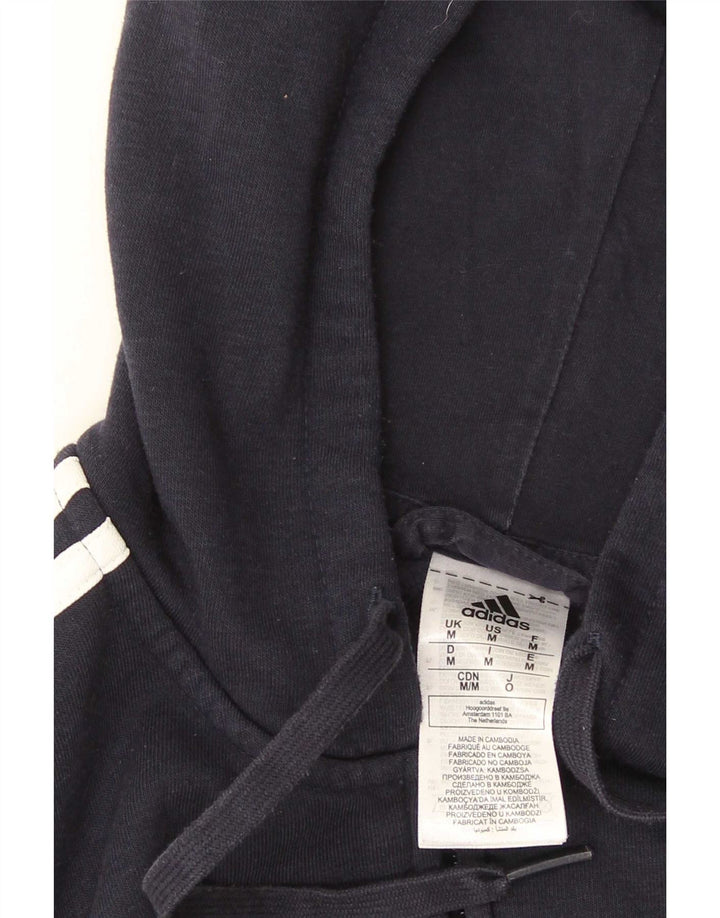 Maglione con cappuccio e zip da uomo Adidas in cotone blu navy medio