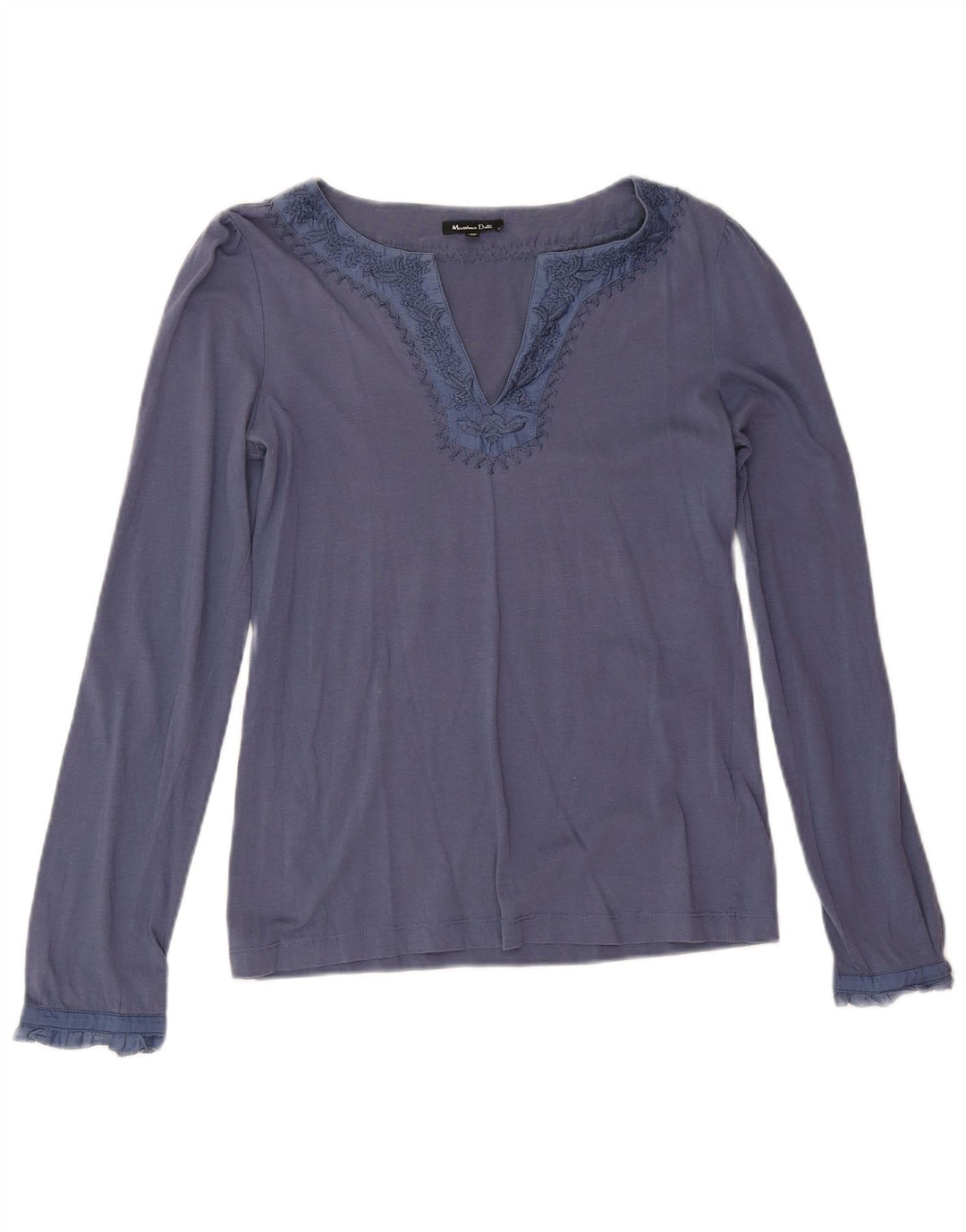Massimo Dutti Camicetta a maniche lunghe da donna Top UK 14 Cotone blu medio