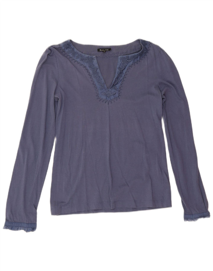 Massimo Dutti Camicetta a maniche lunghe da donna Top UK 14 Cotone blu medio