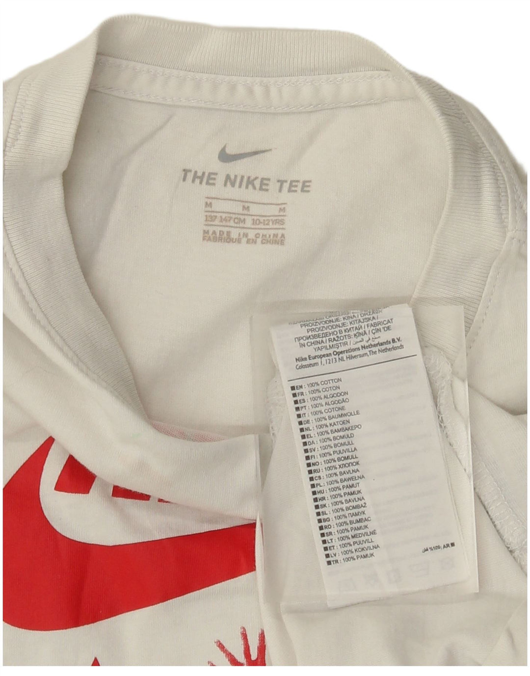 T-shirt grafica da ragazzo Nike Top 10-11 anni cotone bianco medio