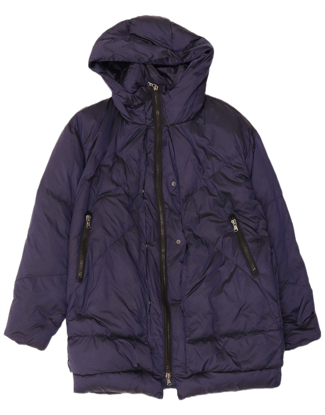 Giacca imbottita con cappuccio da donna canadese UK 14 medio blu navy
