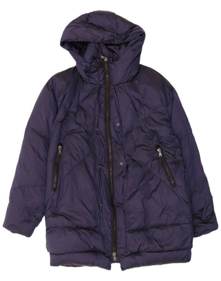 Giacca imbottita con cappuccio da donna canadese UK 14 medio blu navy
