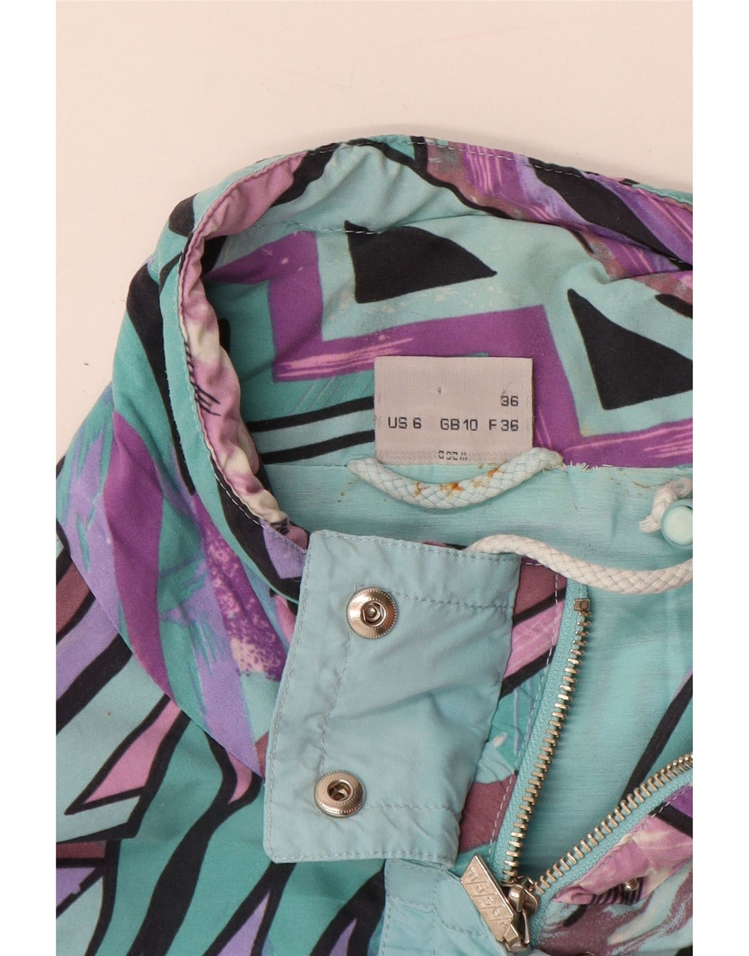 Impermeabile oversize da donna Maser M UK 10 piccolo turchese geometrico