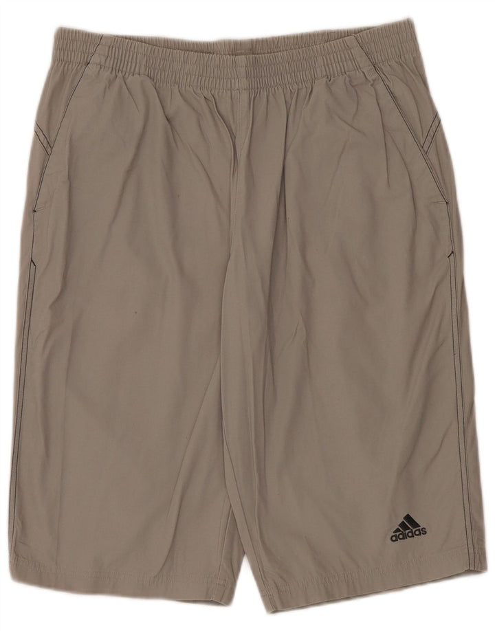 Pantaloncini sportivi da uomo Adidas in cotone grigio medio