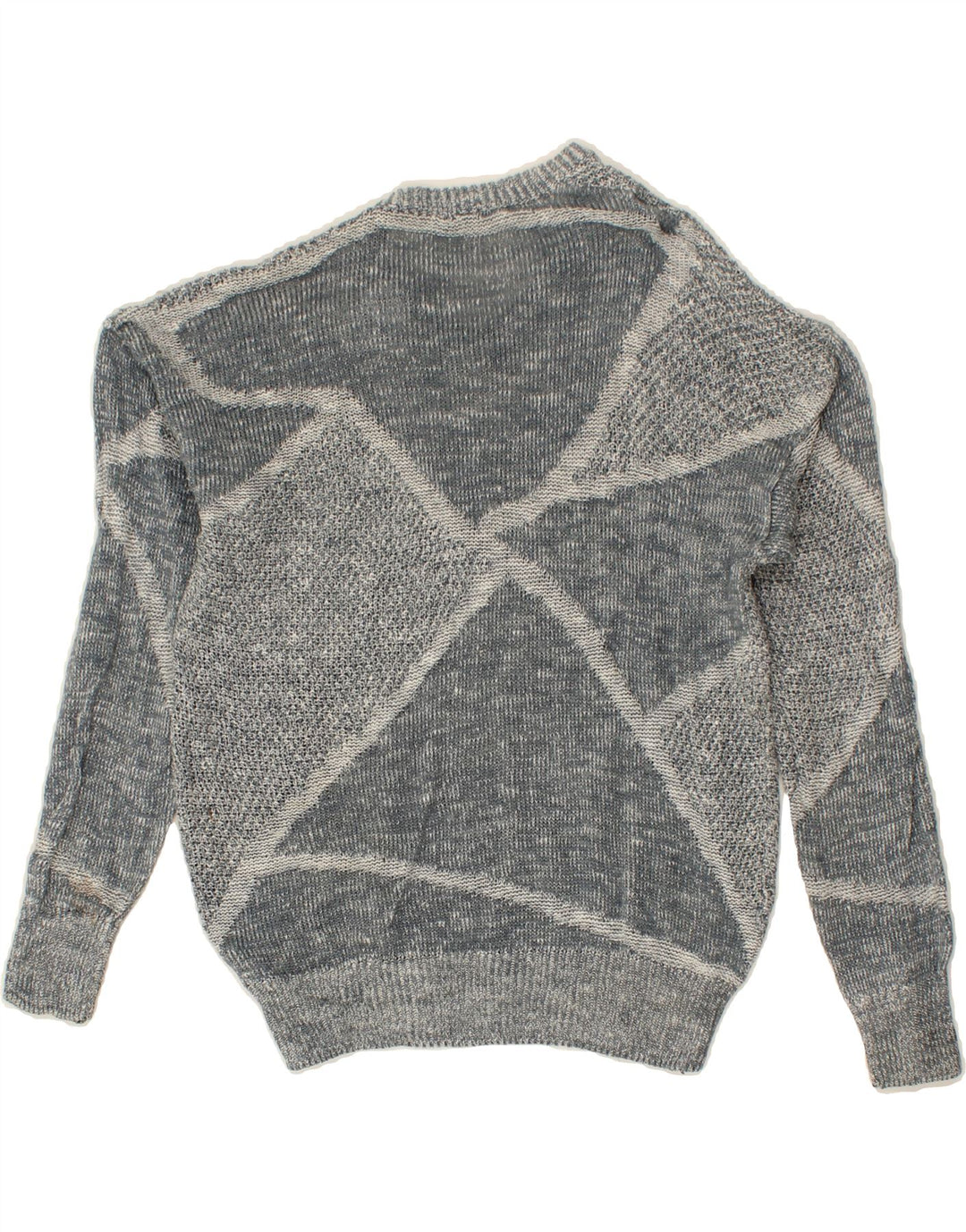 VINTAGE Womens V-Neck Jumper Sweater IT 52 2XL Grey Colourblock Vintage Vintage and Second-Hand Vintage from Messina Hembry 