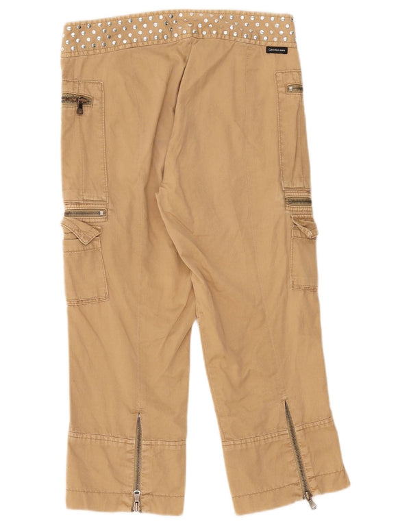 Pantaloni cargo Capri da donna Calvin Klein W28 L22 in cotone beige