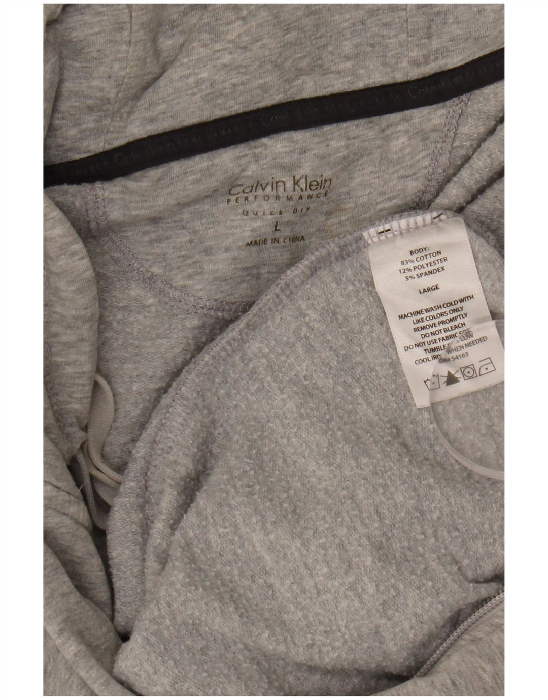 CALVIN KLEIN Maglione con cappuccio e zip Performance da donna UK 16 Large Grigio Cotone