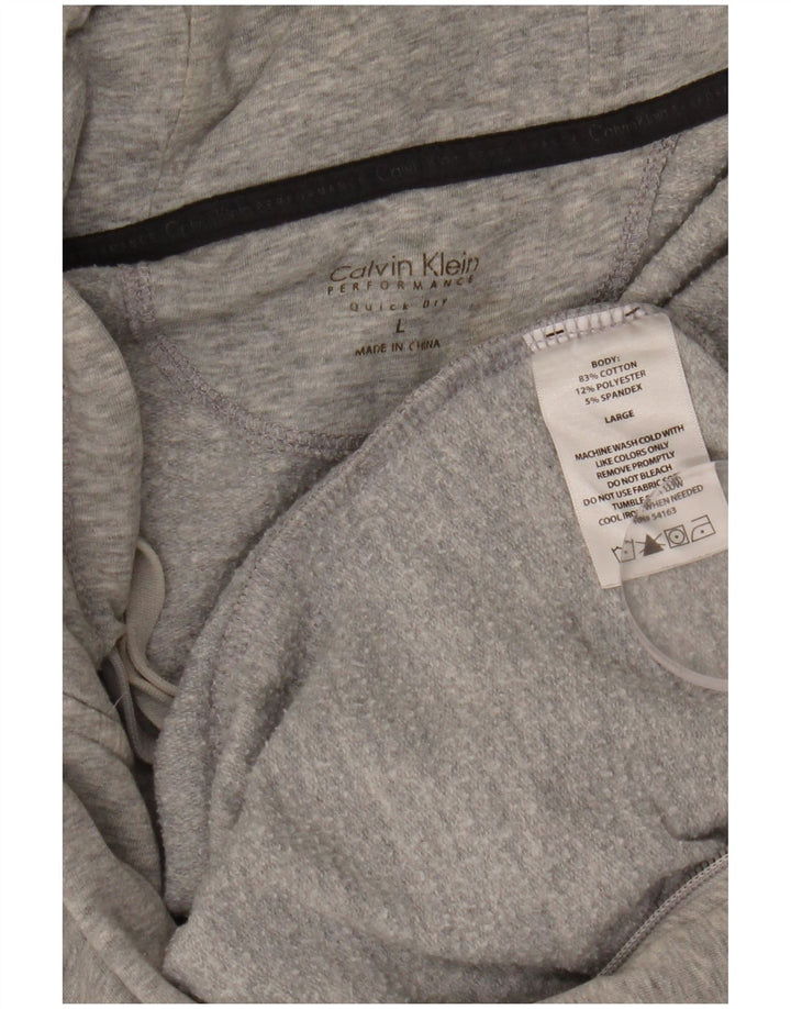 CALVIN KLEIN Maglione con cappuccio e zip Performance da donna UK 16 Large Grigio Cotone
