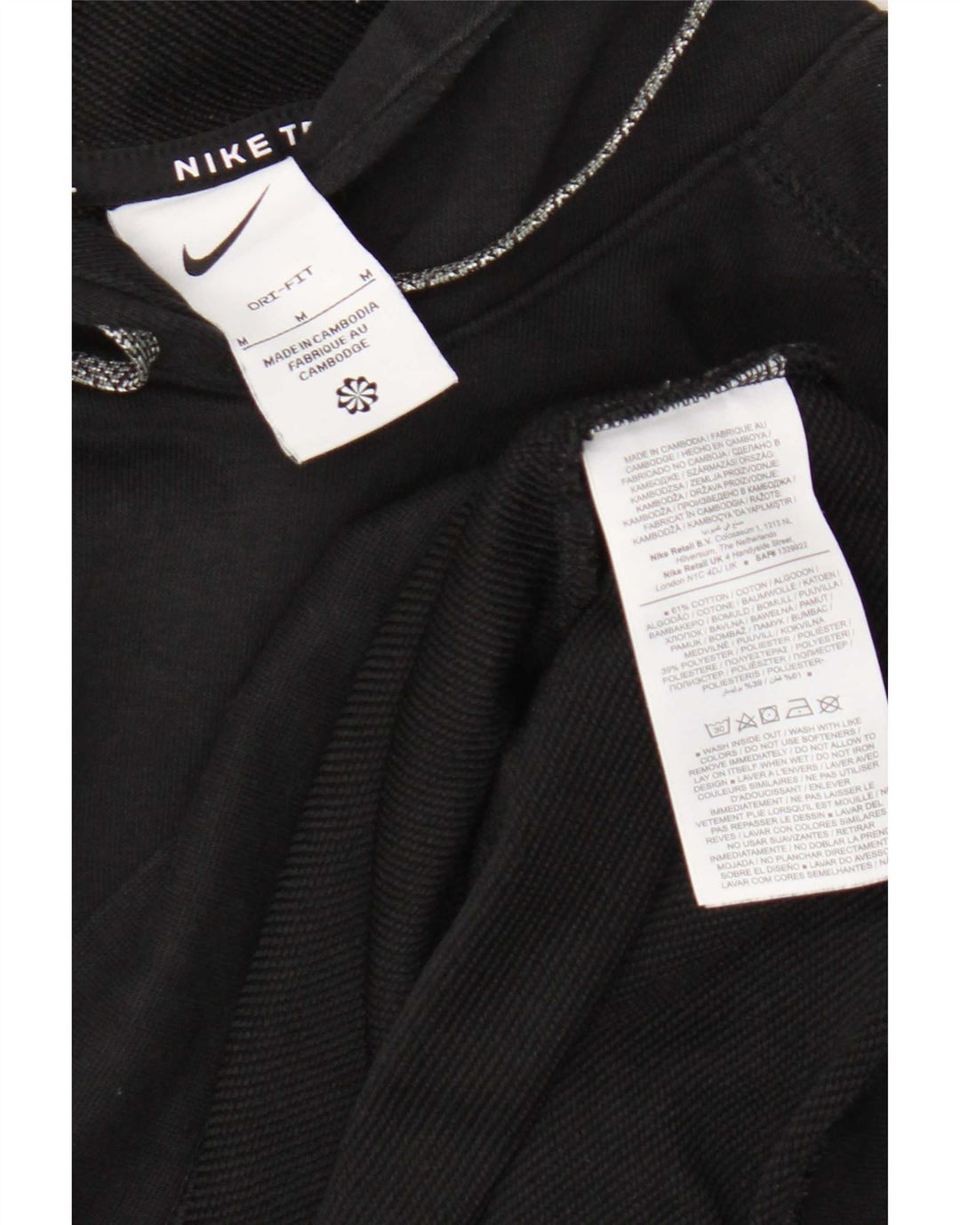 Felpa con cappuccio grafica Nike Dri Fit da uomo in cotone nero medio