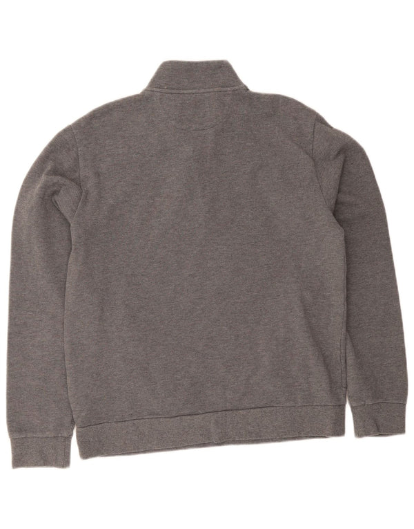 Felpa Hackett da uomo con vestibilità classica e collo con zip, in cotone grigio medio