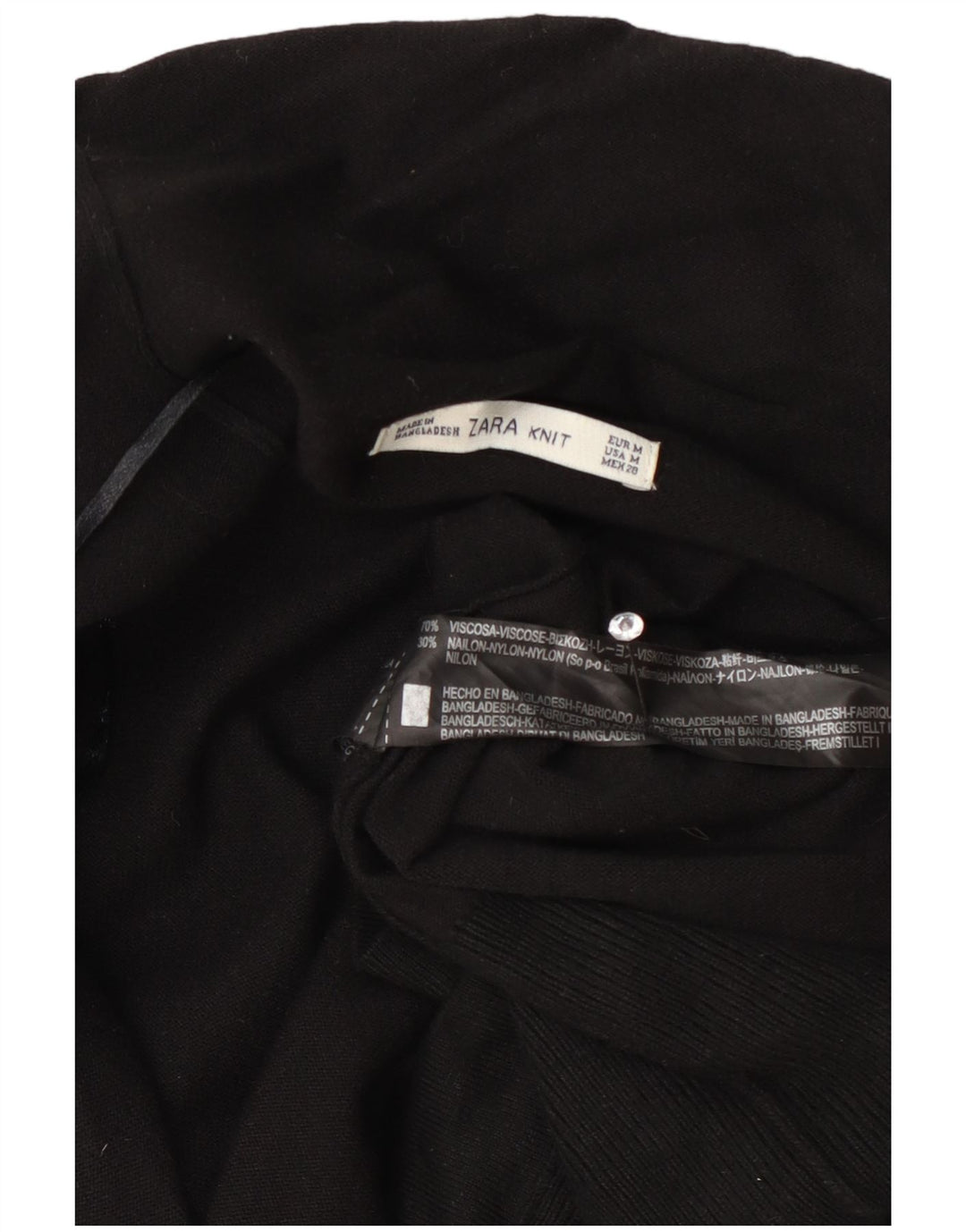 Maglione cardigan aperto lungo da donna Zara UK 12 viscosa nera media