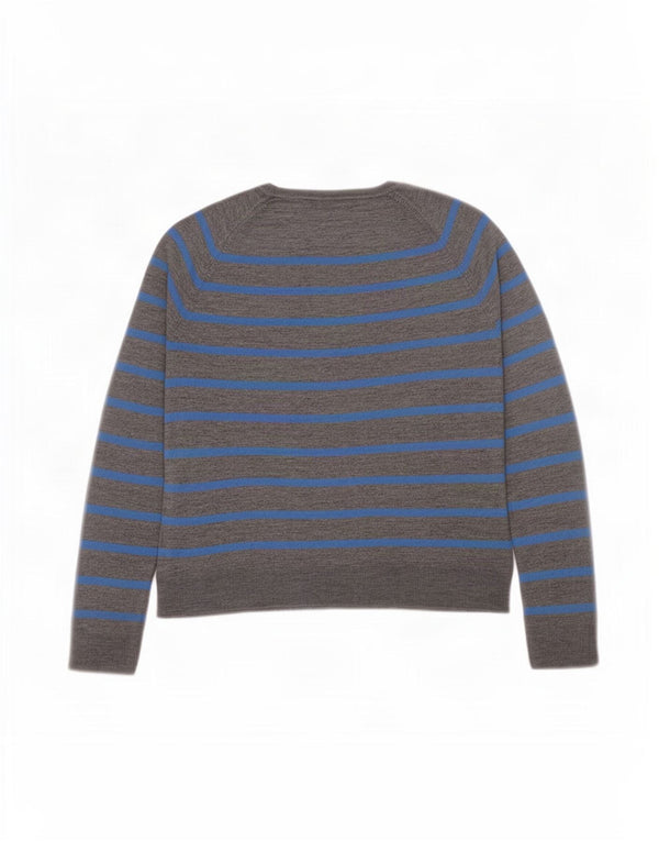 Maglione Zara da donna oversize con scollo a barca UK 10 piccolo grigio a righe