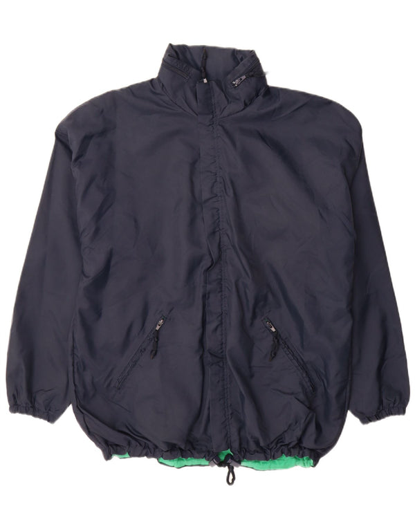 Giacca antipioggia vintage da uomo UK 40 grande in cotone blu navy
