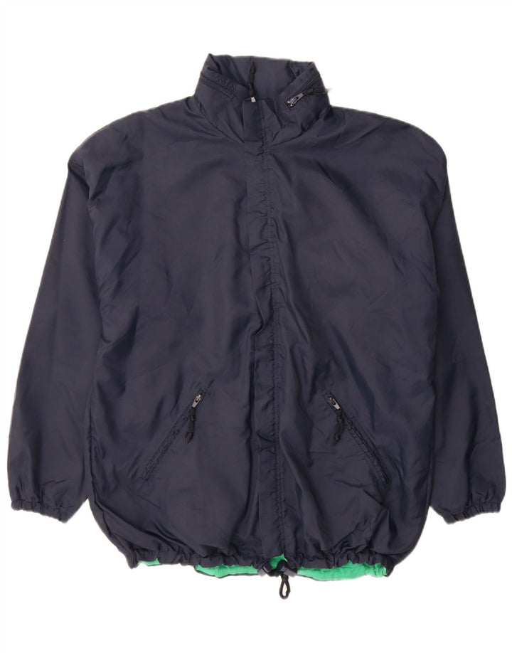 Giacca antipioggia vintage da uomo UK 40 grande in cotone blu navy