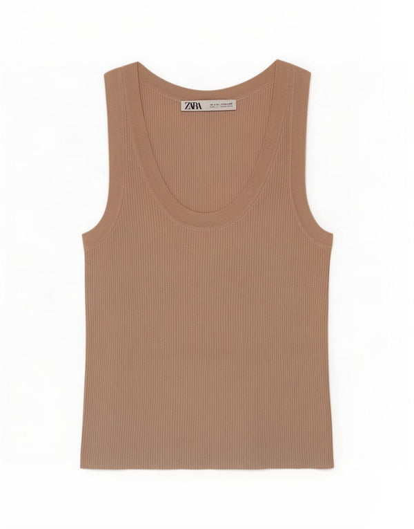 Canotta Donna Zara UK 8 Small Beige