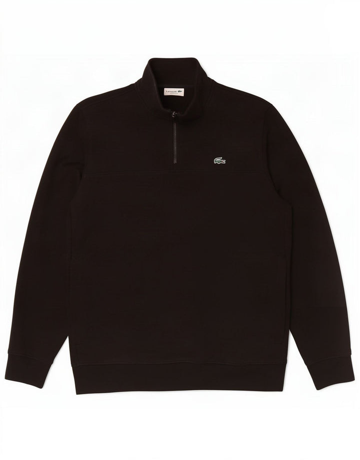Felpa Lacoste da uomo con vestibilità classica e collo con zip, taglia 5 grande, nera