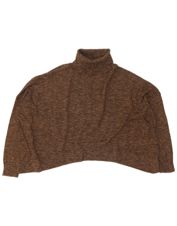 Maglione corto da donna Zara con collo alto, UK 14 Marrone medio screziato