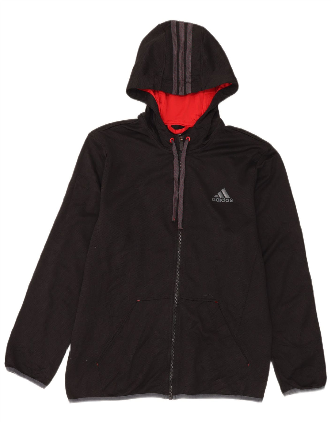 Giacca da ginnastica da uomo con cappuccio Adidas, media, nera, in poliestere