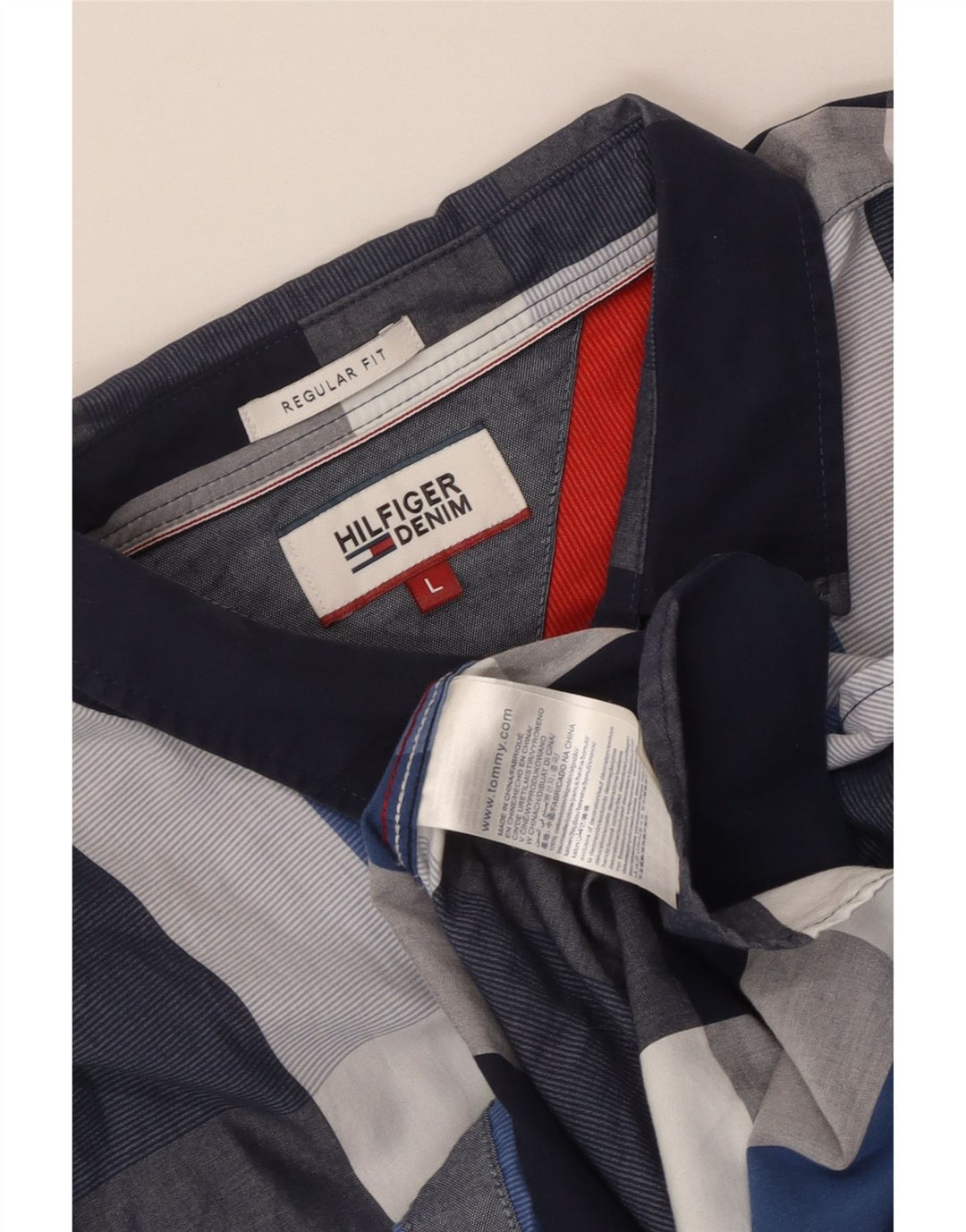Camicia da uomo vestibilità regolare Tommy Hilfiger grande cotone scozzese blu