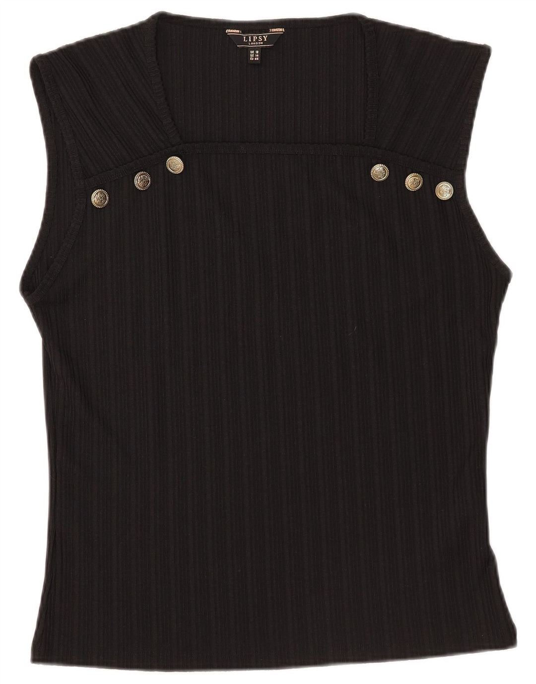 Top camicetta senza maniche da donna Lipsy UK 18 XL poliestere nero