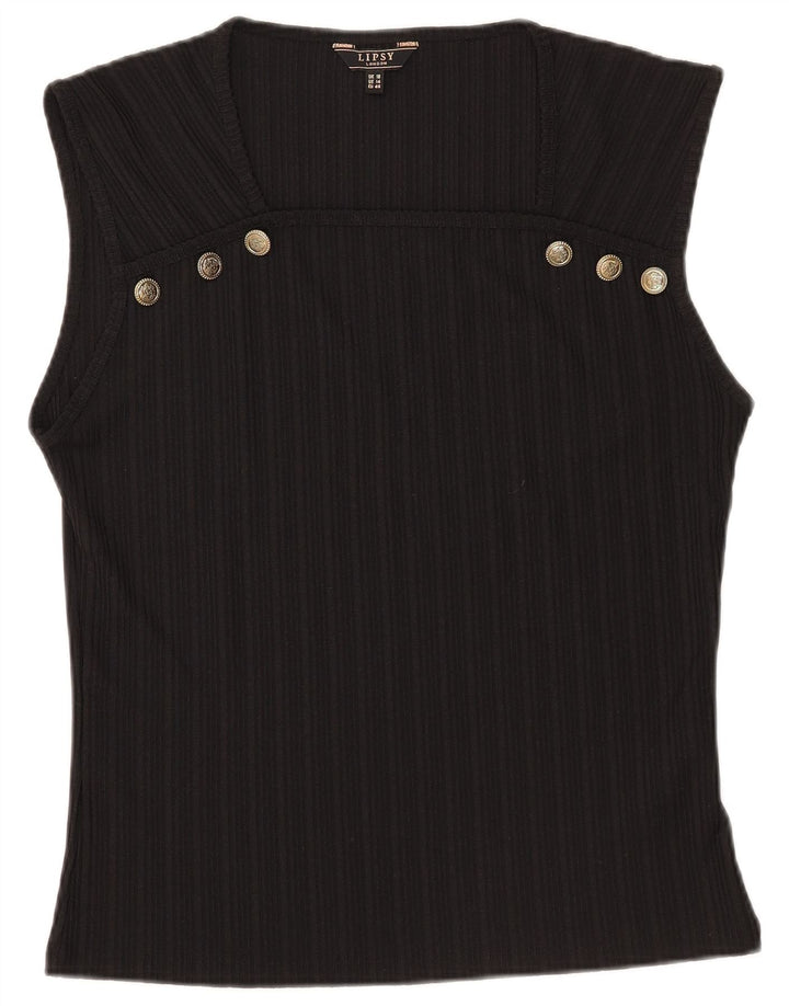 Top camicetta senza maniche da donna Lipsy UK 18 XL poliestere nero