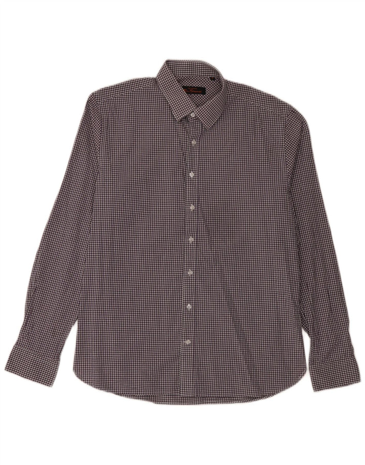 Camicia da uomo Ben Sherman taglia 16 grande cotone a quadretti viola