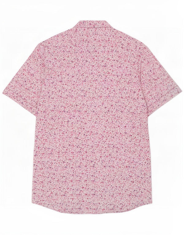 Pierre Cardin Camicia a maniche corte da uomo grande in cotone floreale rosa
