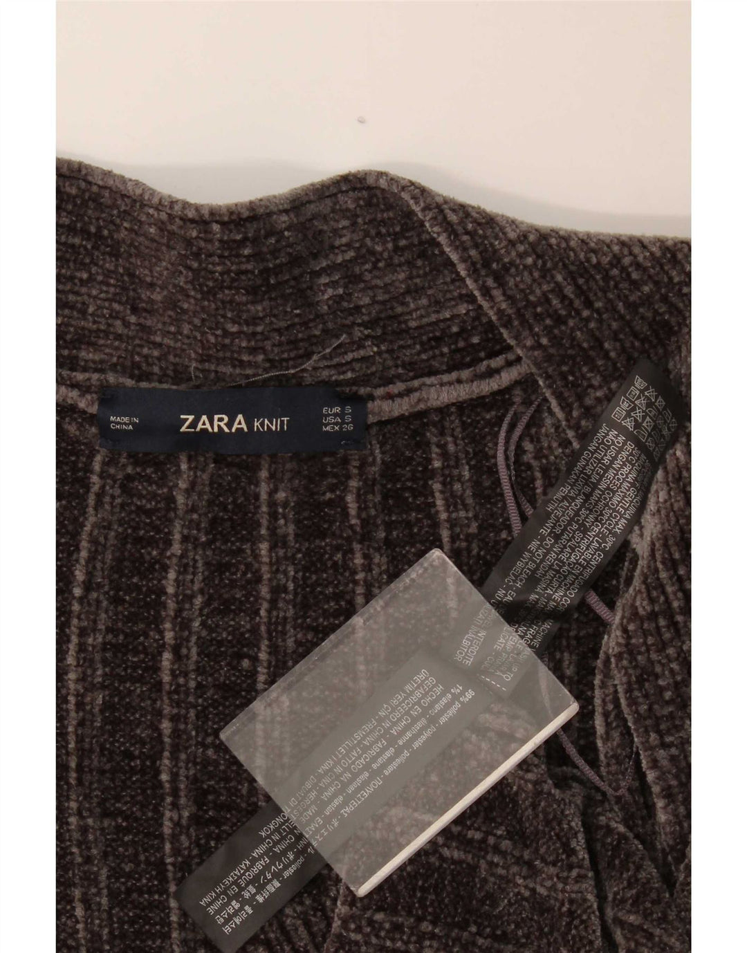 Maglione cardigan in velluto a coste lunghe oversize da donna Zara UK 10 piccolo grigio