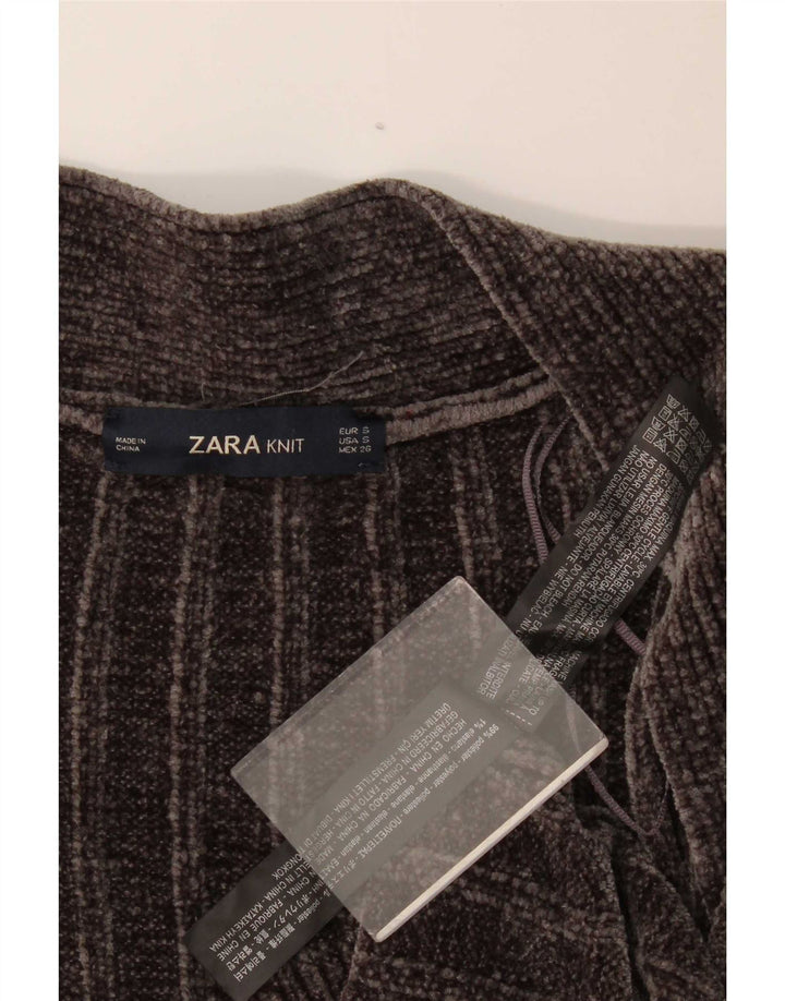 Maglione cardigan in velluto a coste lunghe oversize da donna Zara UK 10 piccolo grigio