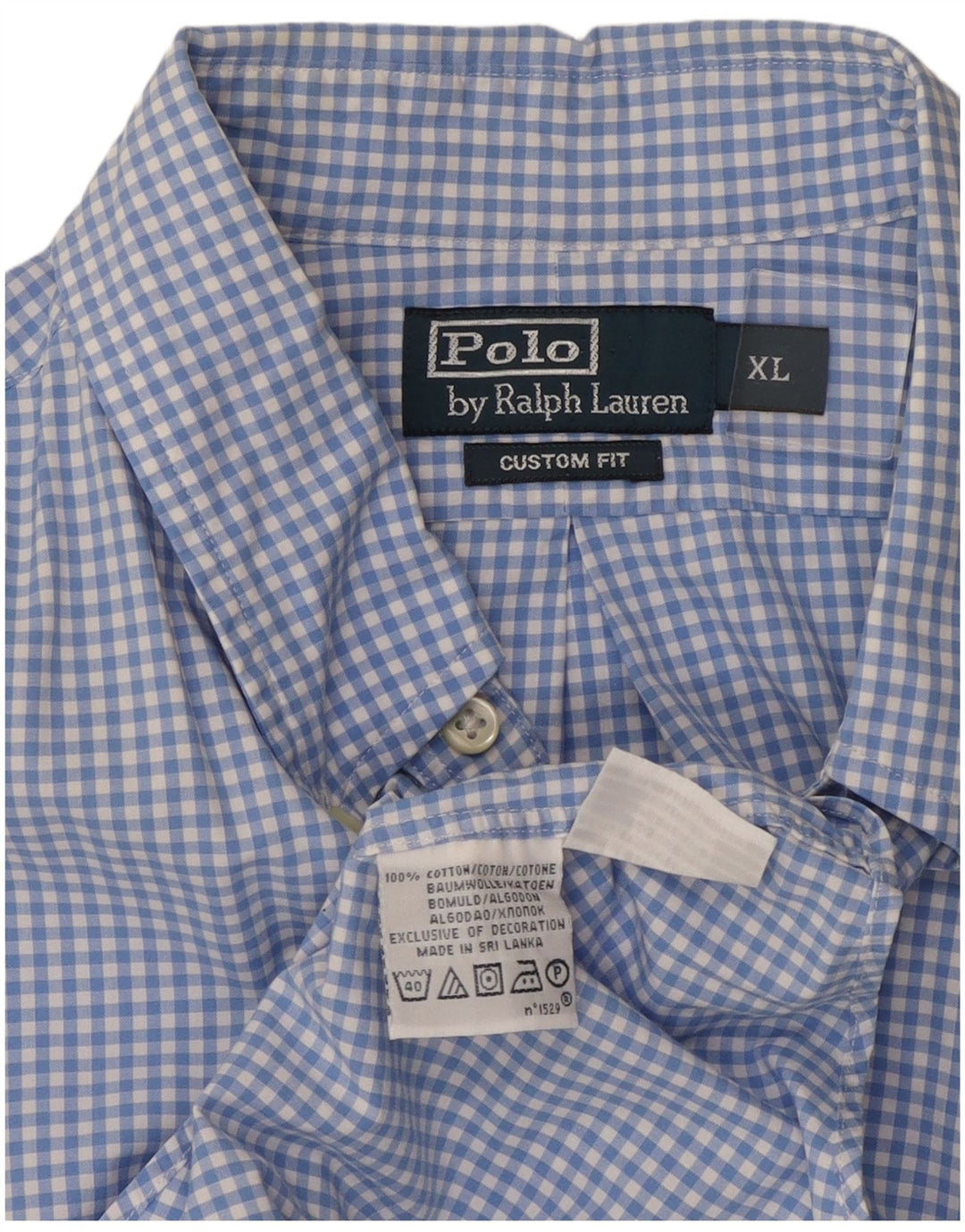 POLO RALPH LAUREN Camicia da uomo su misura XL Blu in cotone a quadretti