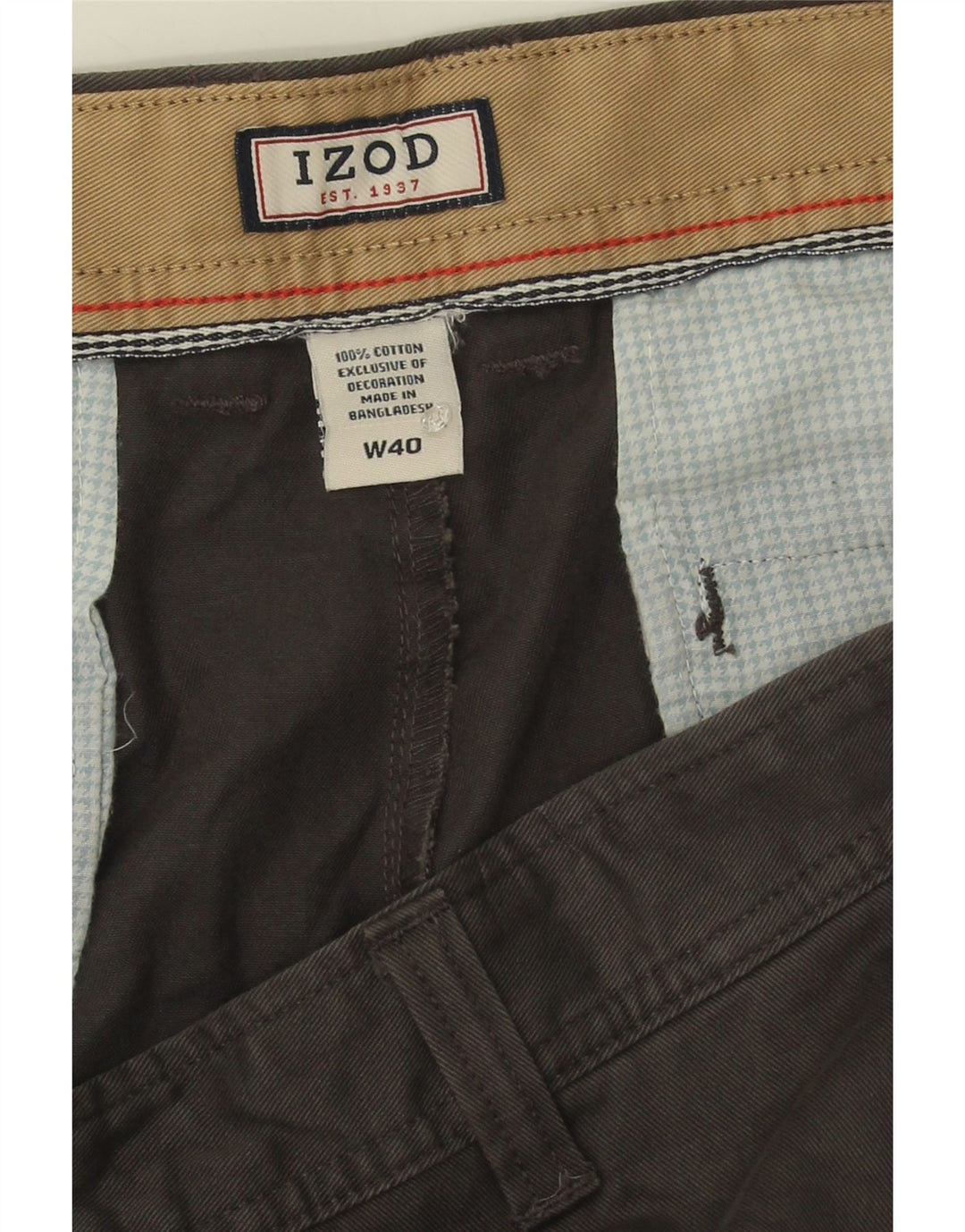 IZOD Mens Chino Shorts W40 XL Grey Cotton Vintage Izod and Second-Hand Izod from Messina Hembry 