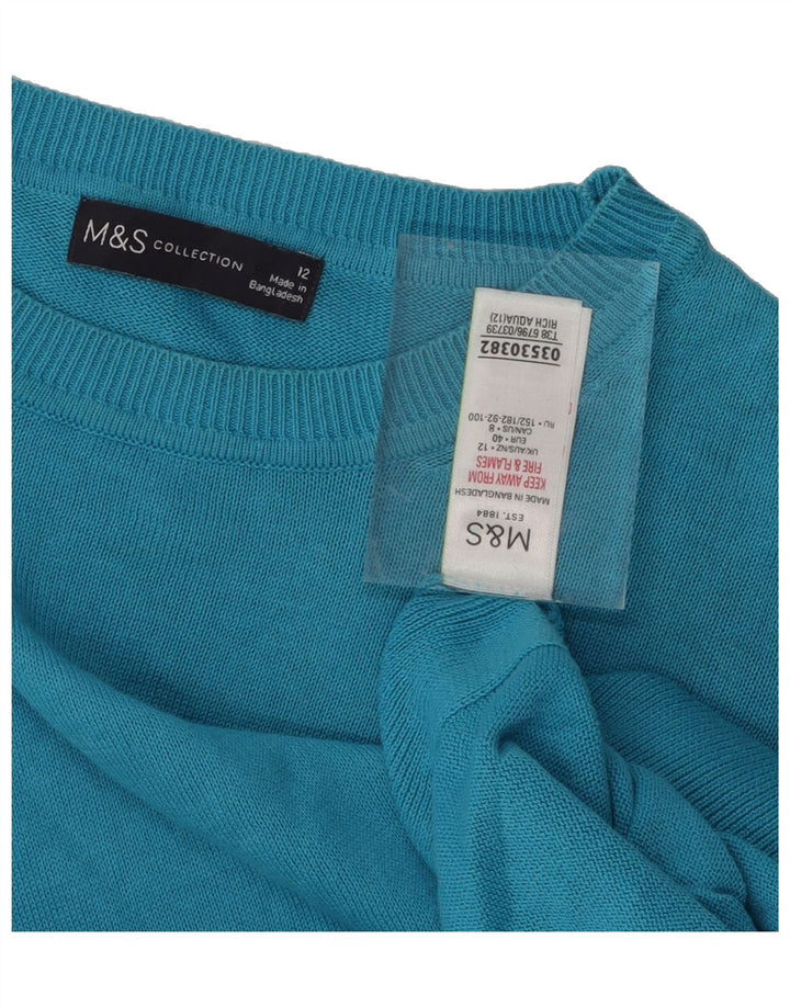 MARKS & SPENCER Womens Crew Neck Jumper Sweater UK 12 Medium Blue Vintage Marks & Spencer and Second-Hand Marks & Spencer from Messina Hembry 