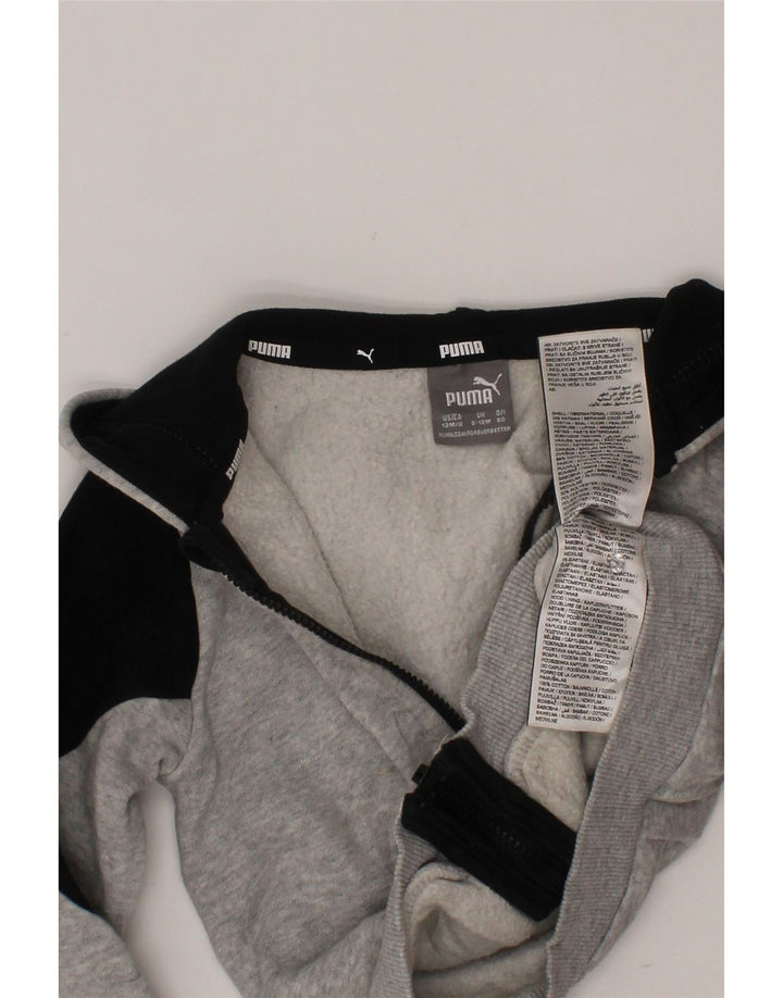Felpa con cappuccio e zip PUMA da bambino, 9-12 mesi, in cotone color block grigio