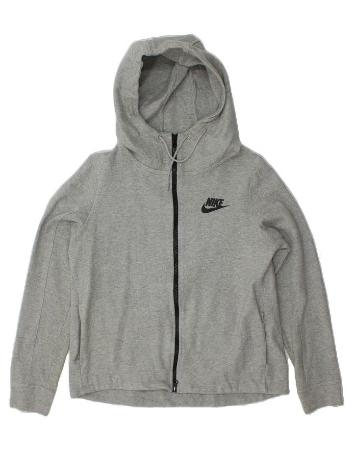 NIKE Womens Zip Hoodie Sweater UK 14 Medium Grey Cotton Vintage Nike and Second-Hand Nike from Messina Hembry 