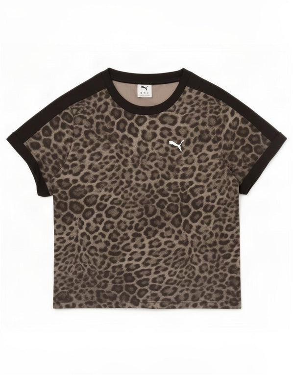 T-shirt da donna Puma UK 18 XL grigio cotone con stampa animalier