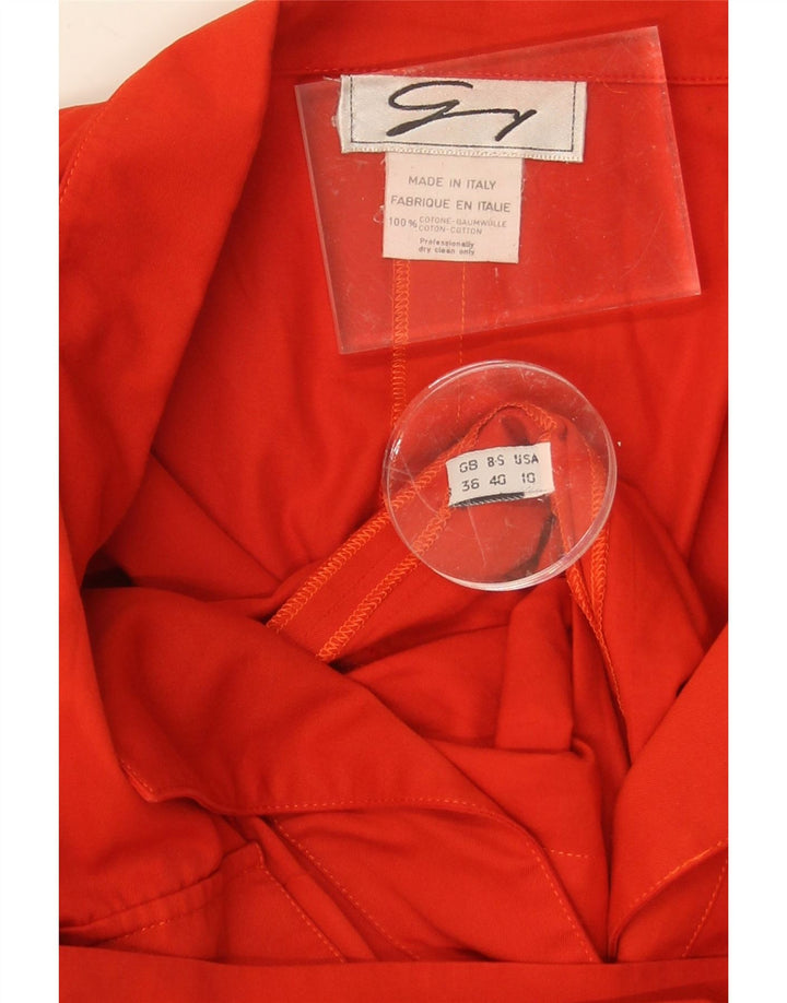 GENNY Womens 4 Button Short Sleeve Blazer Jacket US 10 Large Red Cotton Vintage Genny and Second-Hand Genny from Messina Hembry 