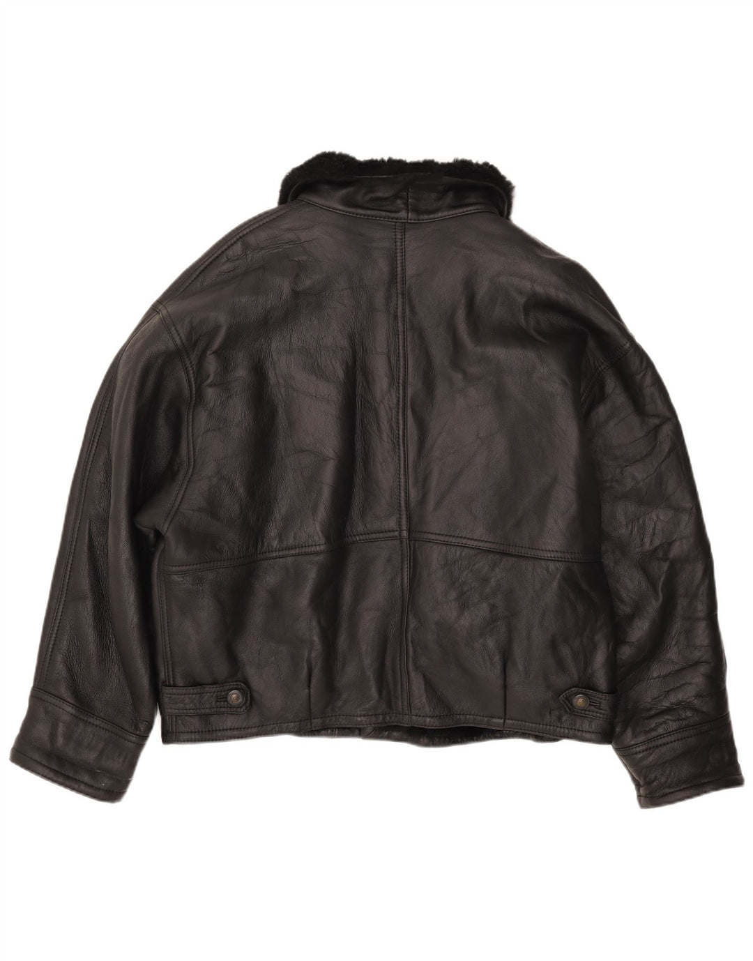 Giubbotto shearling vintage da uomo IT 52 XL in pelle nera