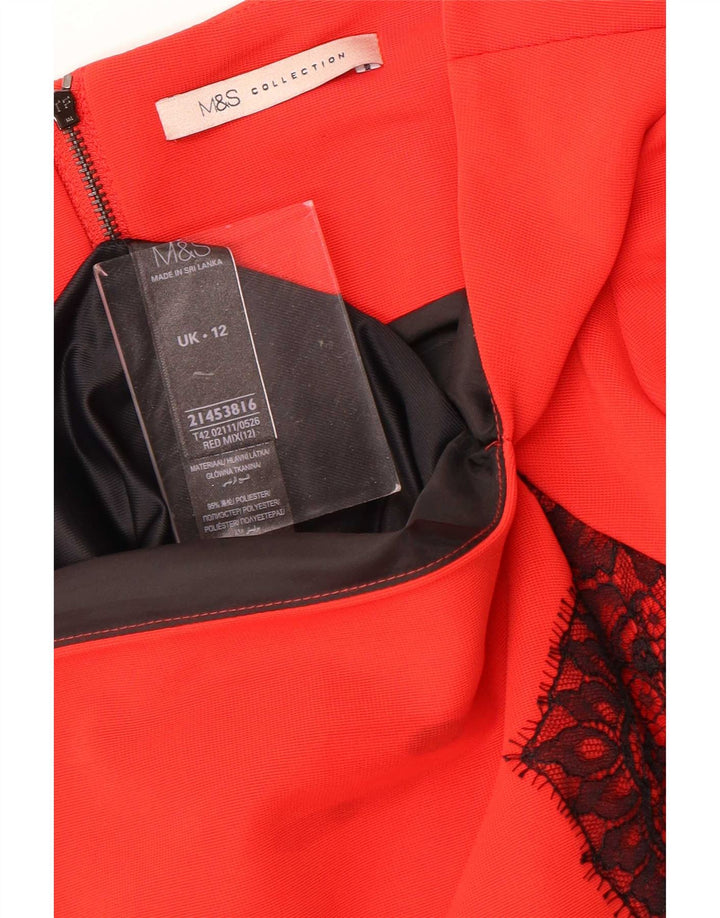 Abito tubino da donna Marks & Spencer UK 12 Poliestere floreale rosso medio