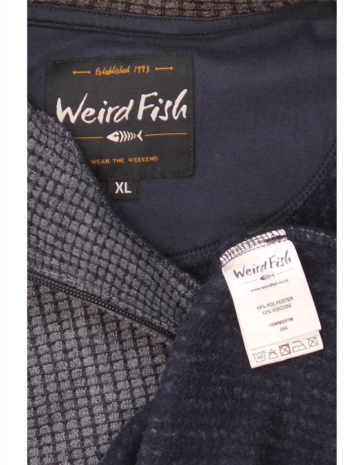 Maglione in pile da uomo con collo con zip Weird Fish XL poliestere blu navy