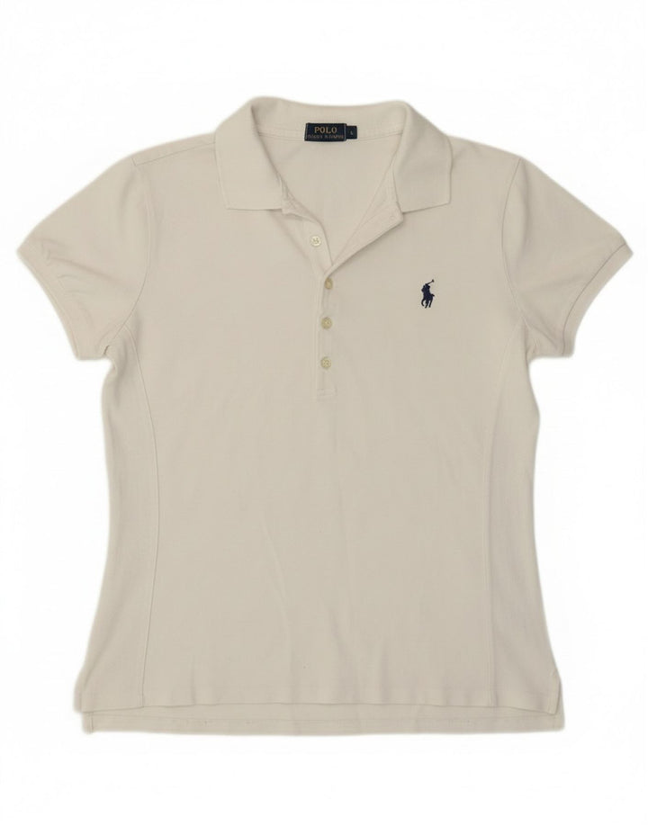 Polo Ralph Lauren da donna polo grande in cotone bianco sporco
