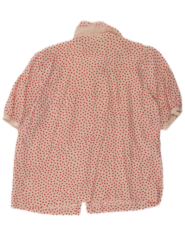 Camicetta vintage da donna a maniche corte UK 16 grande rosa maculata